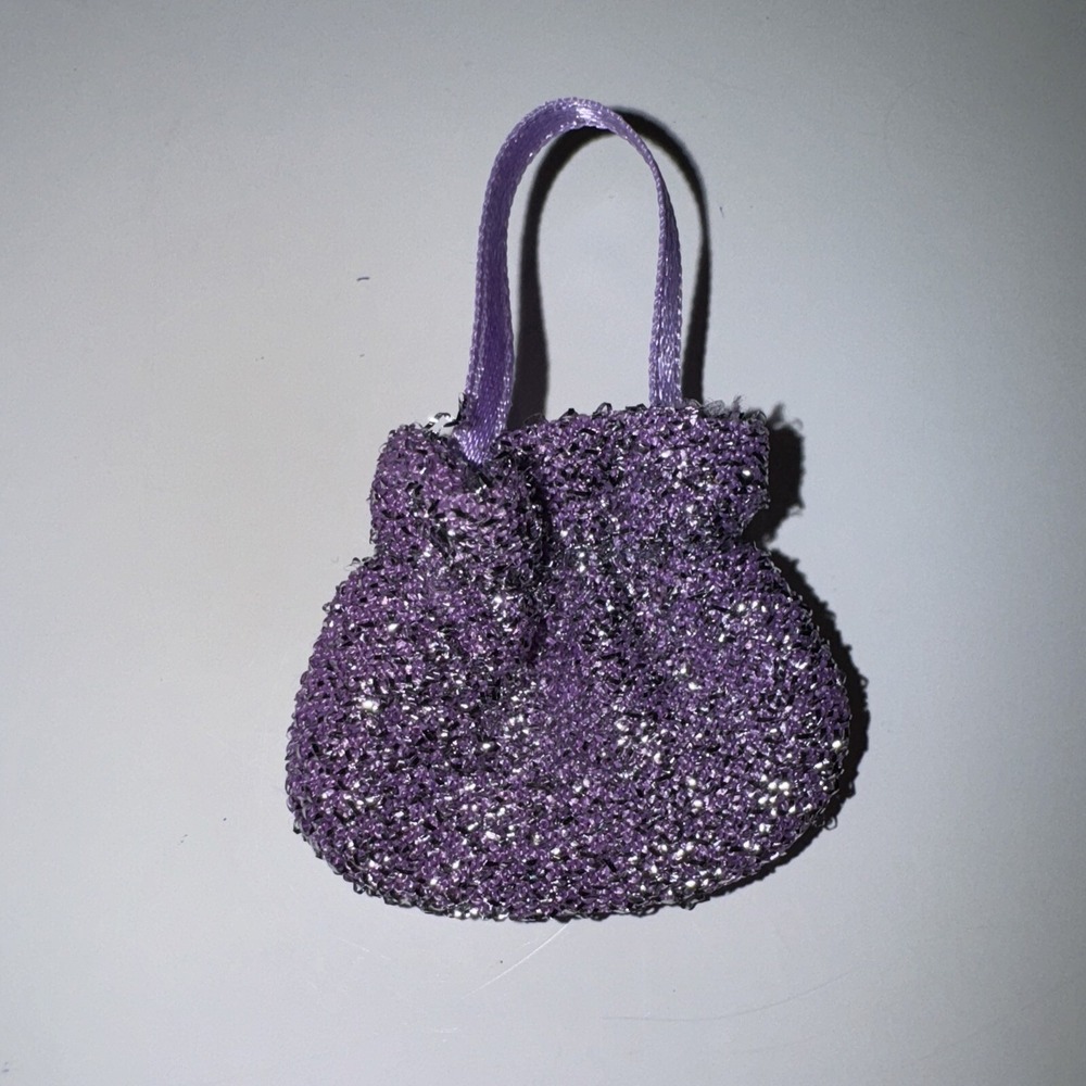 Unbranded Doll‎ Handbag Set Unisex OS Purple Black Sparkly Metallic Beaded Pouch